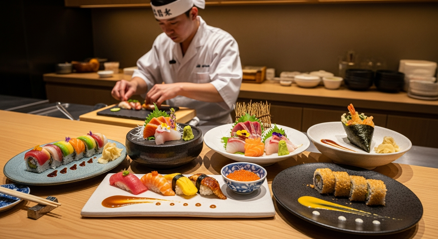 Sushi counter scene