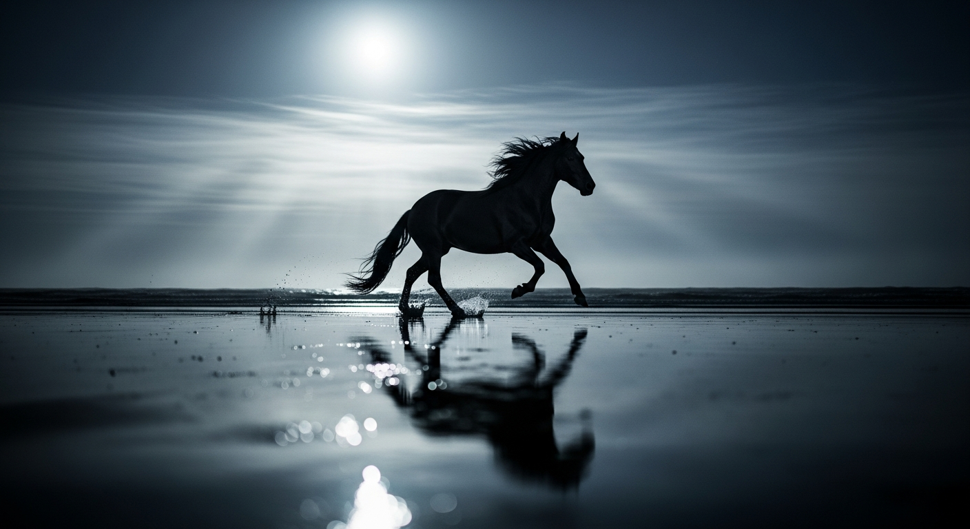 Moonlit horse, slow motion